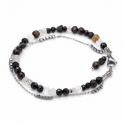 Edelsteinarmband - Midnight Guardian - Obsidian, Onyx & Bergkristall