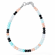 Moonlight Flow – feines Armband mit echten Edelsteinperlen: Aquamarin, Mondstein und Amazonit