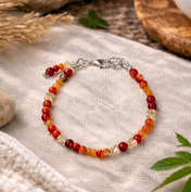 Edelsteinarmband handgefertigt mit Karneol, Citrin & Bambuskoralle, Sunset Ritual