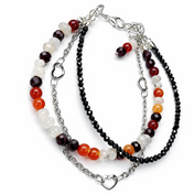 Edelsteinarmband - Sunset & Shadow - Karneol, Mondstein, Hämatit & Spinel