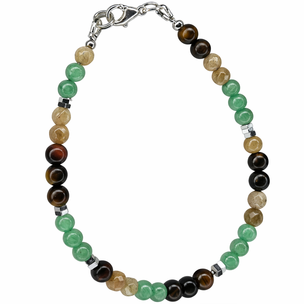 Edelsteinarmband – Aventurin Labradorit Tigerauge - Handgefertigt