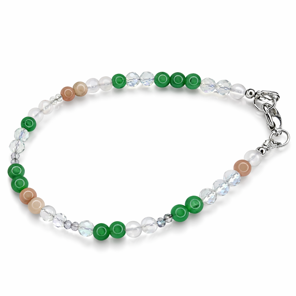 Edelsteinarmband – Aventurin Rosenquarz Opal - handgefertigt