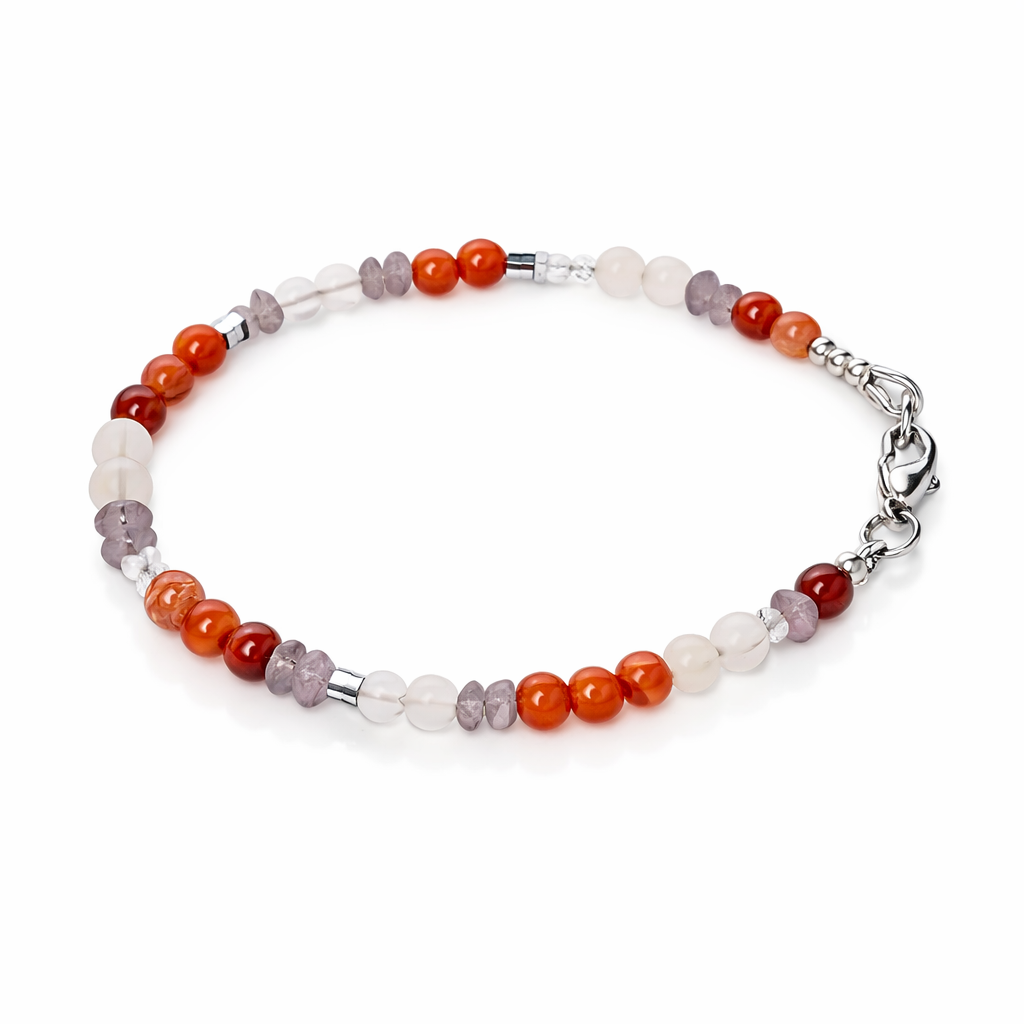Edelsteinarmband Roter Achat & Amethyst – Erdung, Ruhe & Fokus