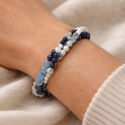 Handgefertigtes Armband Quiet Mind: Lapislazuli, Aquamarin und Mondstein sowie weitere Edelsteine