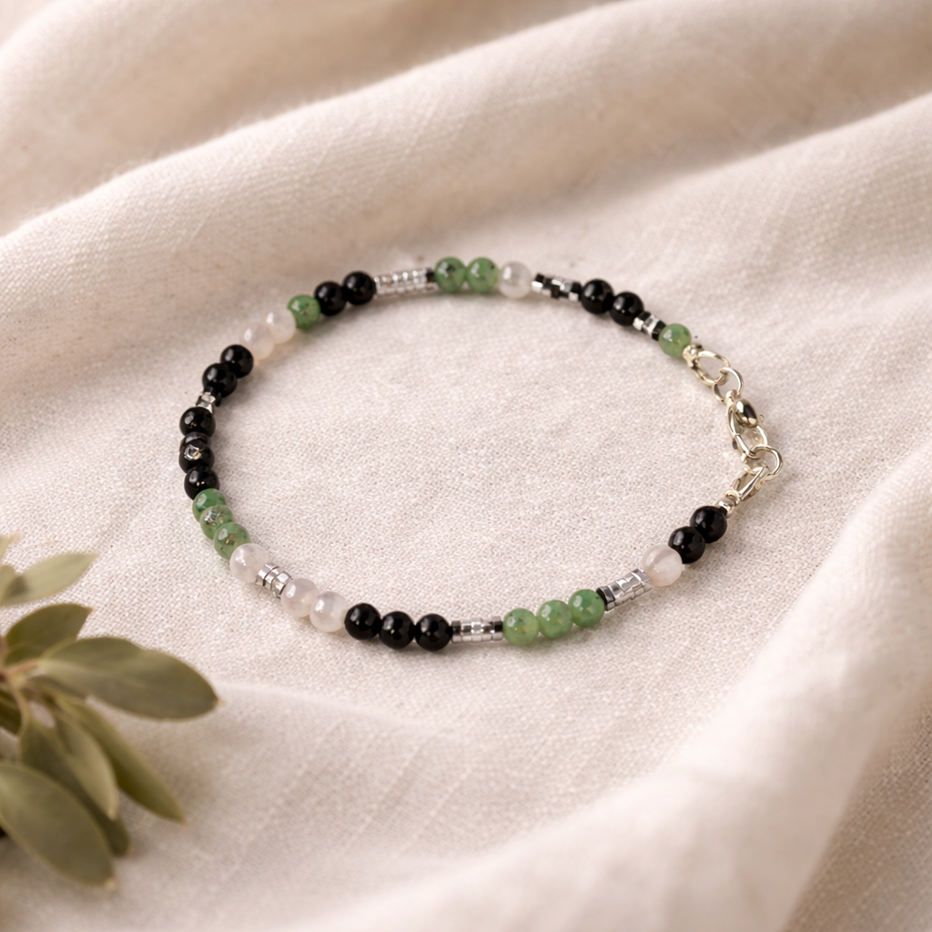 Edelsteinarmband - Stellar Rose - Blaufluss, Aventurin & Hämatit