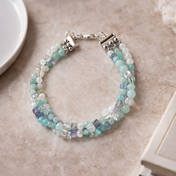 Edelsteinarmband Damen – Amazonit, Fluorit & Perlmutt - Aqua Lumina