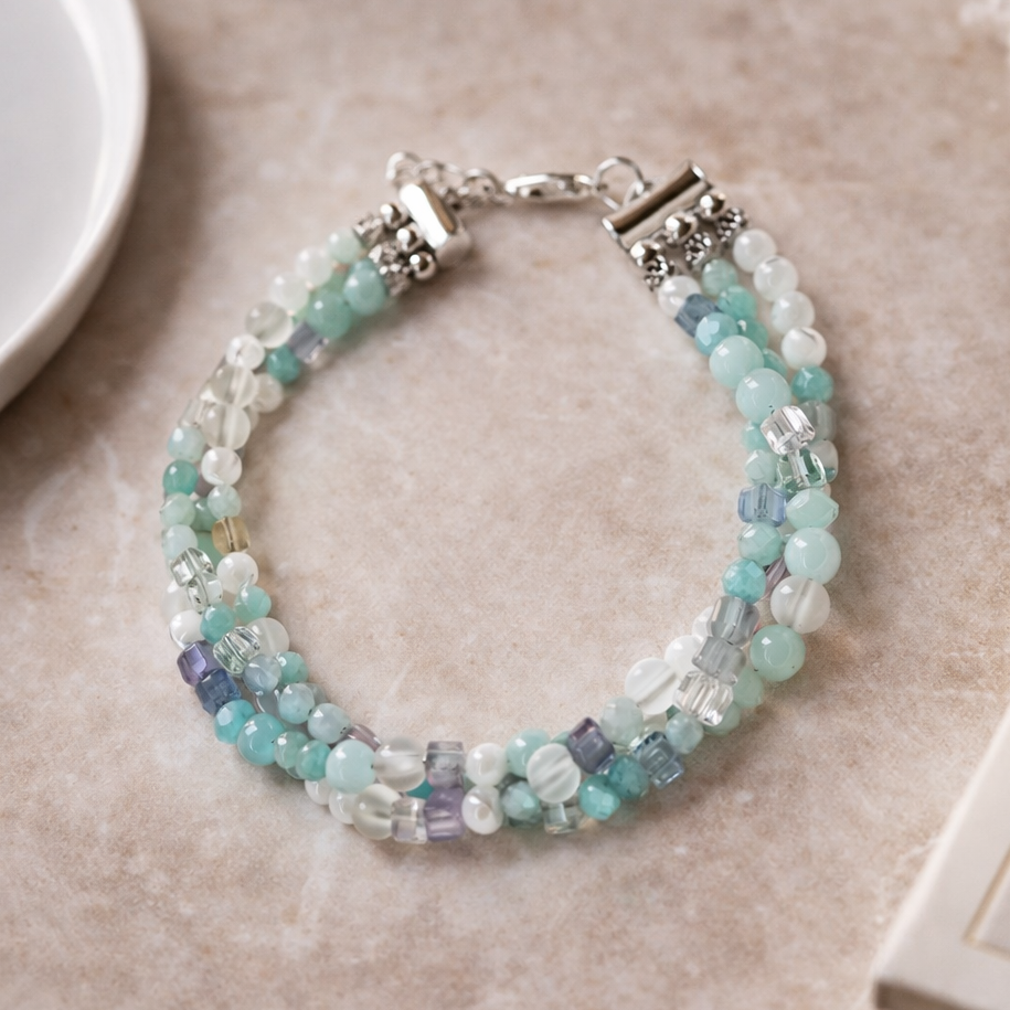 Edelsteinarmband Damen – Amazonit, Fluorit & Perlmutt - Aqua Lumina