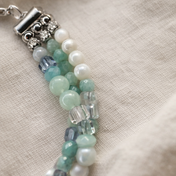 Edelsteinarmband Damen – Amazonit, Fluorit & Perlmutt – Aqua Lumina