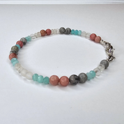 Handgefertigtes Armband Coral Dream: Rhodonit und Rosenquarz