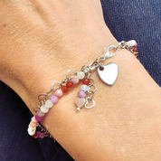 Edelsteinarmband Moonlit Love Glow: Rubin, Rhodonit und Mondstein