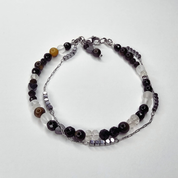 Midnight Guardian – feines Armband mit echten Edelsteinperlen: Obsidian, Onyx und Bergkristall