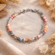 Edelsteinarmband Heart of Calm: Labradorit, Rhodonit und Mondstein