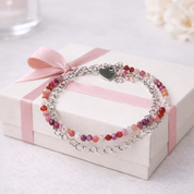 Moonlit Love Glow – Edelsteinarmband für Damen: Rubin, Rhodonit und Mondstein