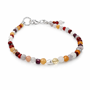 Handgefertigtes Armband Sunset: Karneol, roter Jaspis und Süßwasserperlen sowie weitere Edelsteine