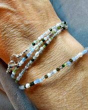 Feine Edelsteinkette mit Mondstein, Fluorit und Bergkristall