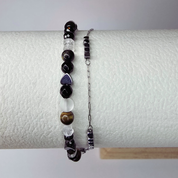 Edelsteinarmband Midnight Guardian: Obsidian, Onyx und Bergkristall