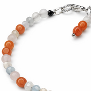 Herzlicht – feines Armband mit echten Edelsteinperlen: Mondstein, Rosenquarz und Morganit