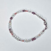 Edelstein Armband – handgefertigt mit Bergkristall, Amethyst, Opalit & Bambuskoralle für Klarheit, Ruhe, Stärke & Lebensenergie
