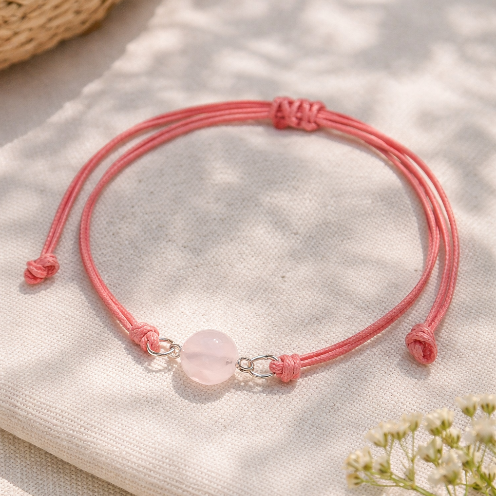 Edelsteinarmband Pink Wishper – Rosenquarz & Korallband | BE-YOUNIQ