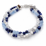 Edelsteinarmband Quiet Mind – Detail: Lapislazuli, Aquamarin und Mondstein sowie weitere Edelsteine