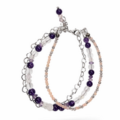 Edelsteinarmband mit Amethyst, Rosenquarz, Bergkristall und Rauchquarz