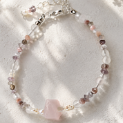 Edelsteinarmband mit Fluorit, Botswana Achat, Perlen & Amethyst