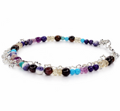 Edelsteinarmband mit Türkis. Geburtsstein Dezember. Citrin Tigerauge Amethyst Lapislazuli. Sternkette Edelstahl. Balance, Selbstvertrauen und innere Stärke.