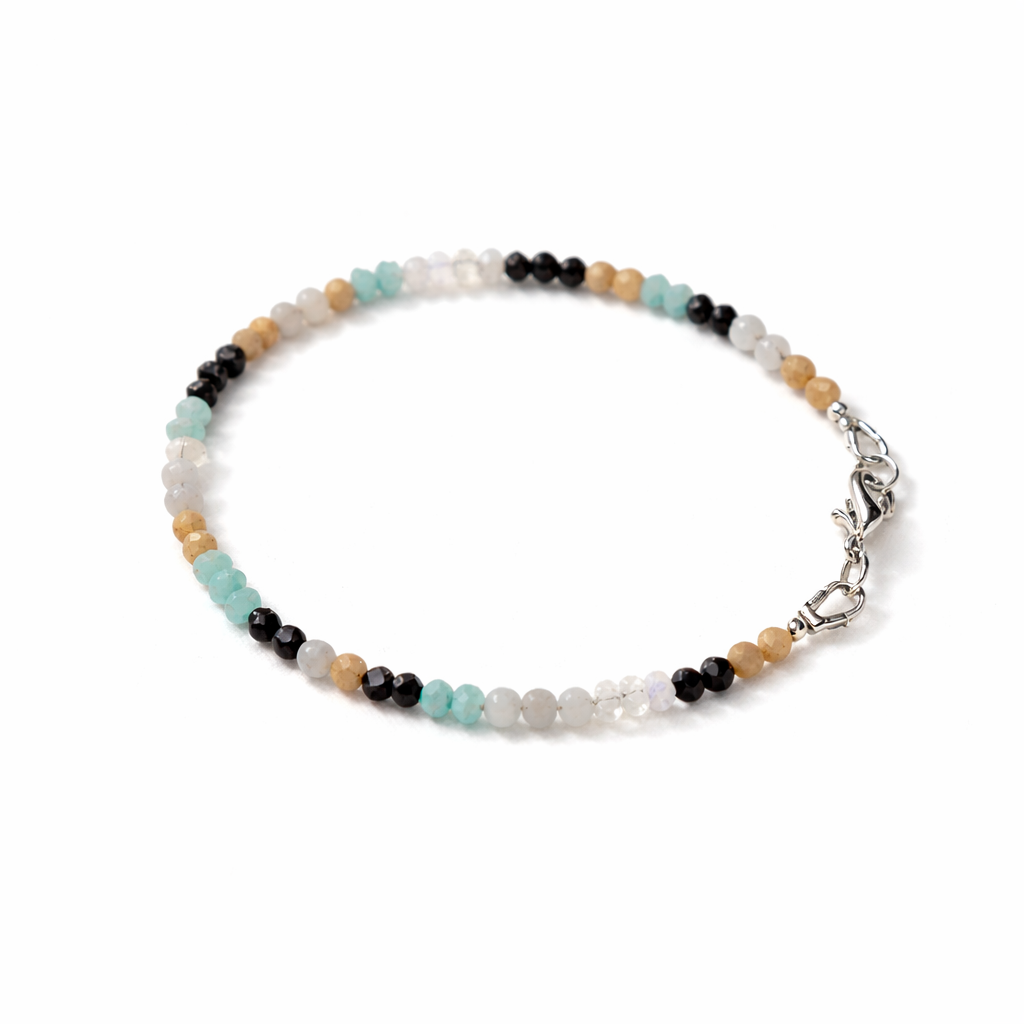 Edelsteinarmband mit Mondstein & Aquamarin – Ruhe, Balance, Inspiration