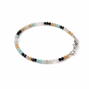 Moonlight Flow – handgefertigtes Edelsteinarmband: Aquamarin, Mondstein und Amazonit
