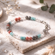 Edelsteinarmband Coral Dream: Rhodonit und Rosenquarz
