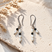 Elegante handgefertigte Perlenohrringe für Damen mit Onyx