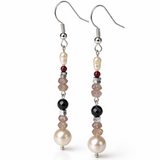 Edelstein Ohrringe - Eloria - Süßwasserperlen, Amethyst & Hämatit