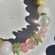 Edelsteinarmband Emerald Soul - Jade, Rosenquarz, Prehnit, Fluorit & Bergkristall