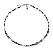 Handgefertigter Edelstein-Choker in Pastelltönen mit Fluorit, Apatit, Erdbeerquarz, Opal, weißem Mondstein und Blaufluss.