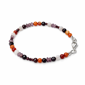 Granat Edelsteinarmband mit Rosenquarz & Amethyst – handgemacht