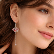 Handgefertigte Edelstein-Ohrringe Moonblush Energy mit Rosenquarz, Rhodonit, Mondstein und Granat – BE-Youniq