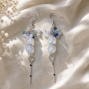 Handgefertigte Edelstein Ohrringe Crystal Glow mit Bergkristall, Mondstein und Fluorit – BE-Youniq