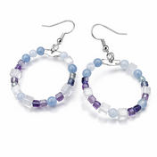 Handgefertigte Edelstein Ohrringe Pure Balance mit Aquamarin, Mondstein und Fluorit in Blau- und Weißtönen