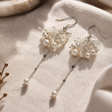 Edelstein Ohrringe - Soft Glow Essence - Bergkristall, Mondstein, Perlmut & Süßwasserperlen