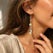 Handgefertigte Ohrringe mit Jade, Aquamarin, Labradorit und Süßwasserperlen – Mystic Earthlight von BE.Youniq