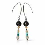 Edelstein Ohrringe - Earth & Sky Drops - Rauchquarz, Mondstein & Labradorit