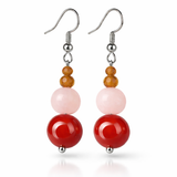 Edelstein Ohrringe - Aphrodites Mondfeuer - Karneol, Rosenquarz & Mondstein