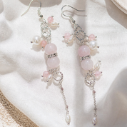 Handgefertigte Ohrringe mit Rosenquarz und Süßwasserperlen – Rose Blush von BE-Youniq