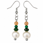 Handgefertigte Ohrringe mit Süßwasserperlen, Malachit, Alashan Achat und Mondstein