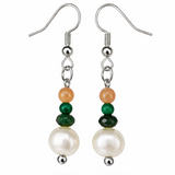 Edelstein Ohrringe - Mosslight - Süßwasserperlen, Alashan Achat, Malachit, Mondstein