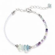 Handgefertigtes Aquamarin Armband mit Fluorit und Opal. Natürliche Edelsteine, hochwertige Verarbeitung und sommerliche Eleganz für jeden Tag.