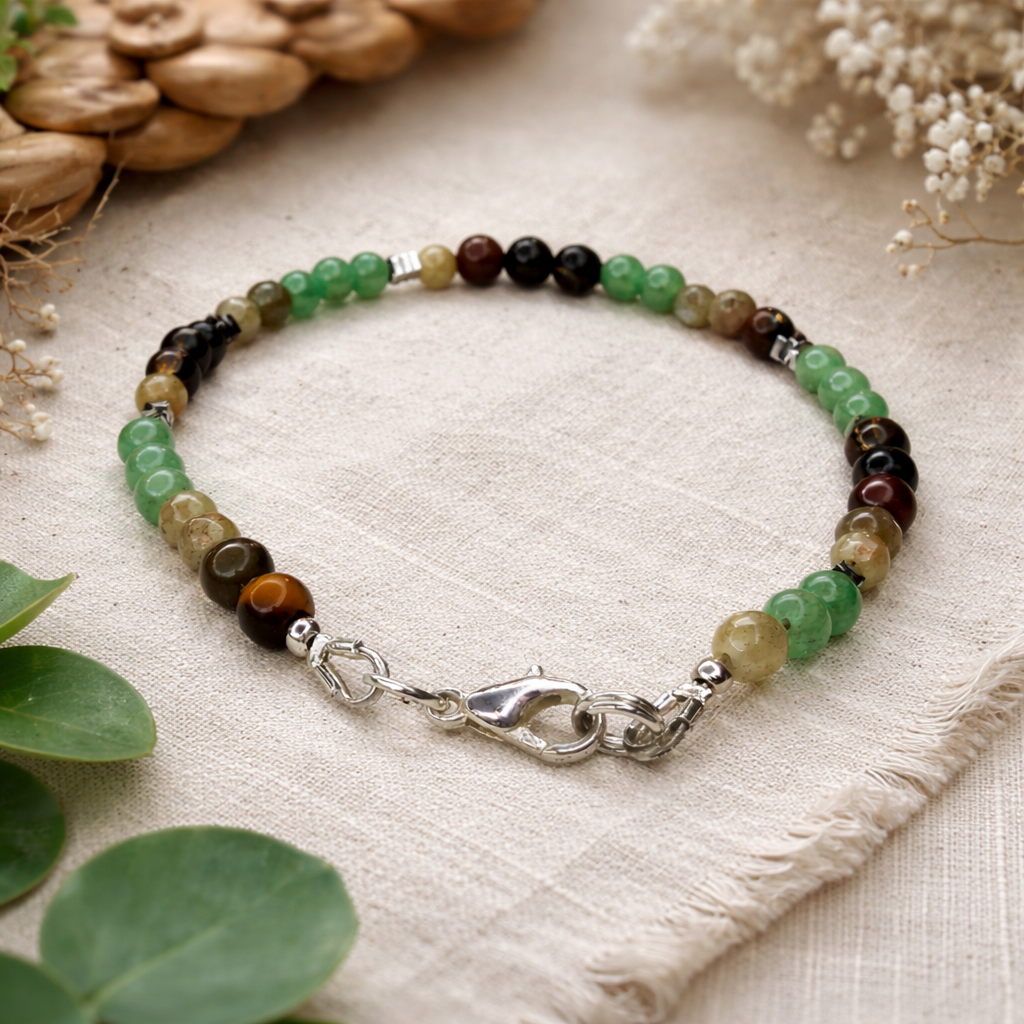 Handgefertigtes Edelsteinarmband Fortuna Spirit – Aventurin, Labradorit & Tigerauge | BE-Youniq