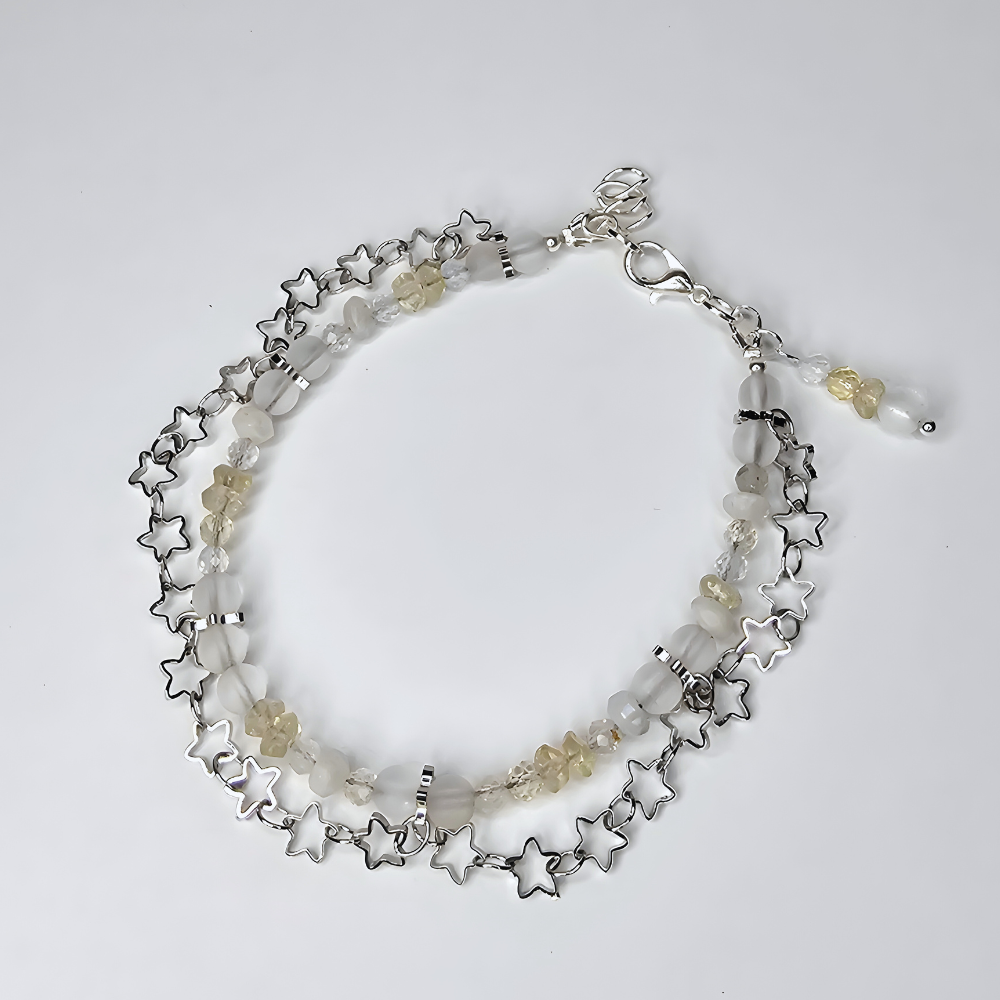 Handgefertigtes Edelsteinarmband aus Citrin, Opal, weißem Mondstein und Bergkristall – lichtvoller Schmuck für Klarheit, Intuition und positive Energie