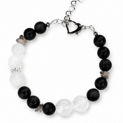 Handgefertigtes Onyx Armband für Damen mit Bergkristall und Labradorit. Hochwertiger Edelsteinschmuck aus Natursteinen – elegant, zeitlos und einzigartig.
