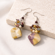 Handmade Edelstein-Ohrringe mit Mookait, Bergkristall